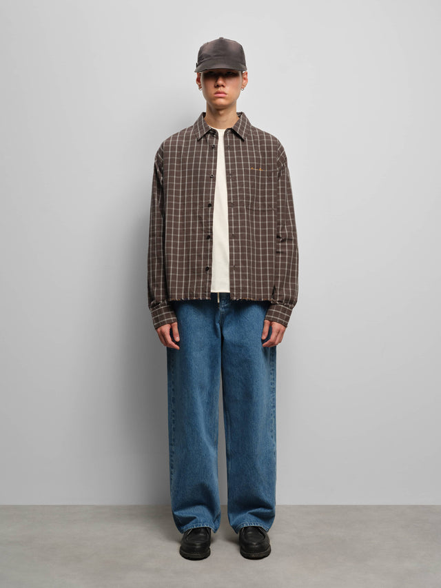 casper raw hem shirt black