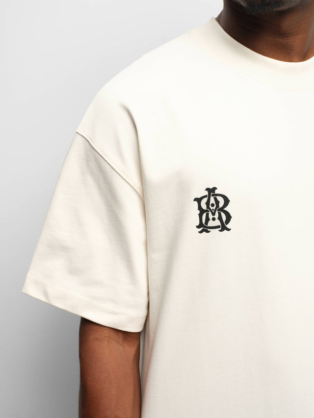 dual logo t-shirt oat/black