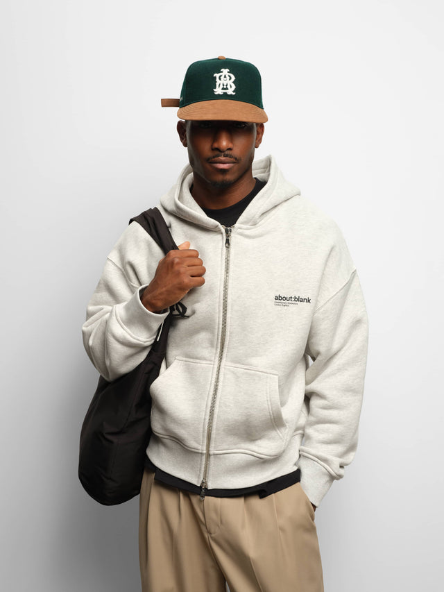 dual logo zip hoodie grey marl/black