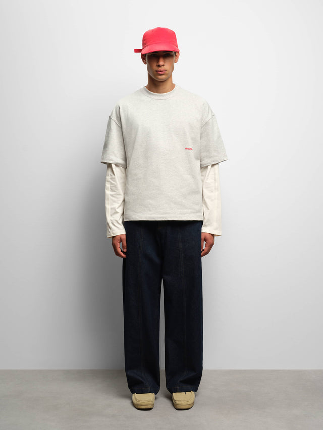 box t-shirt grey marl/red