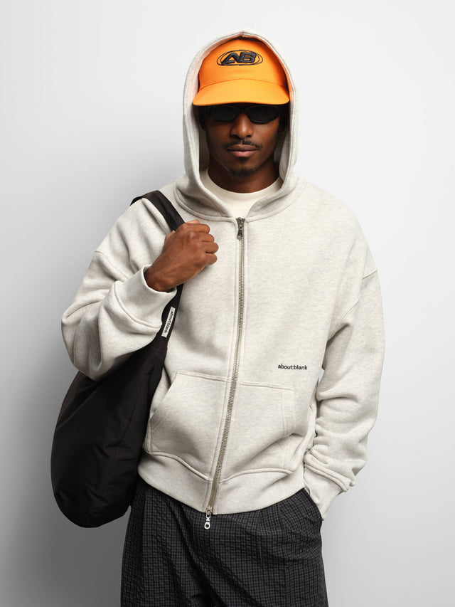 box zip hoodie grey marl/black