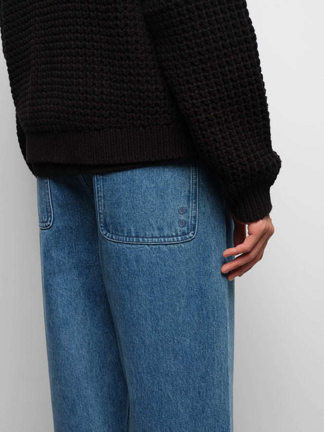 relaxed denim mid wash