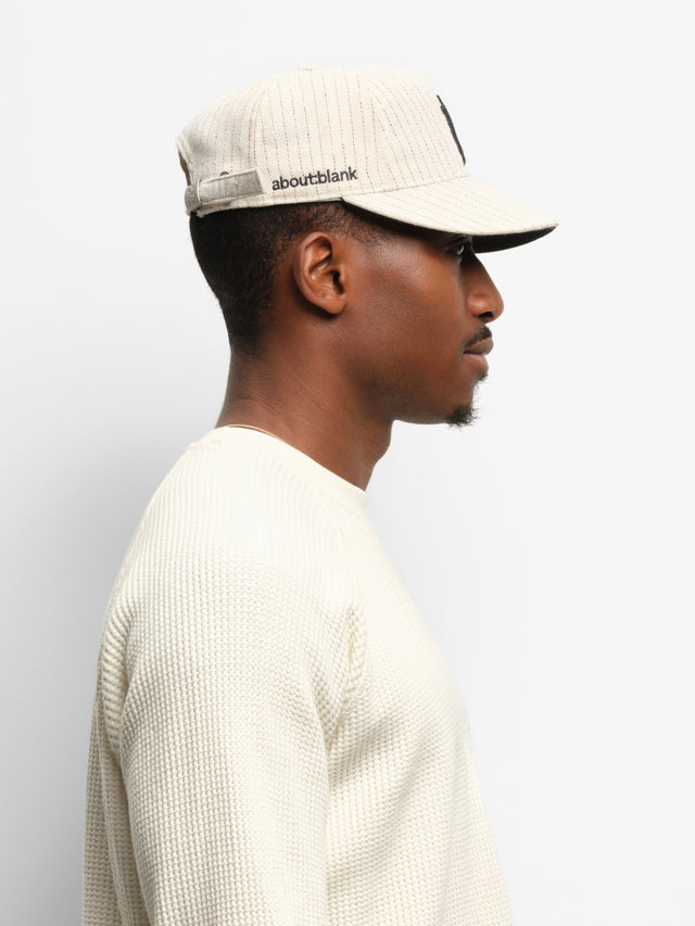 monogram pinstripe cap beige