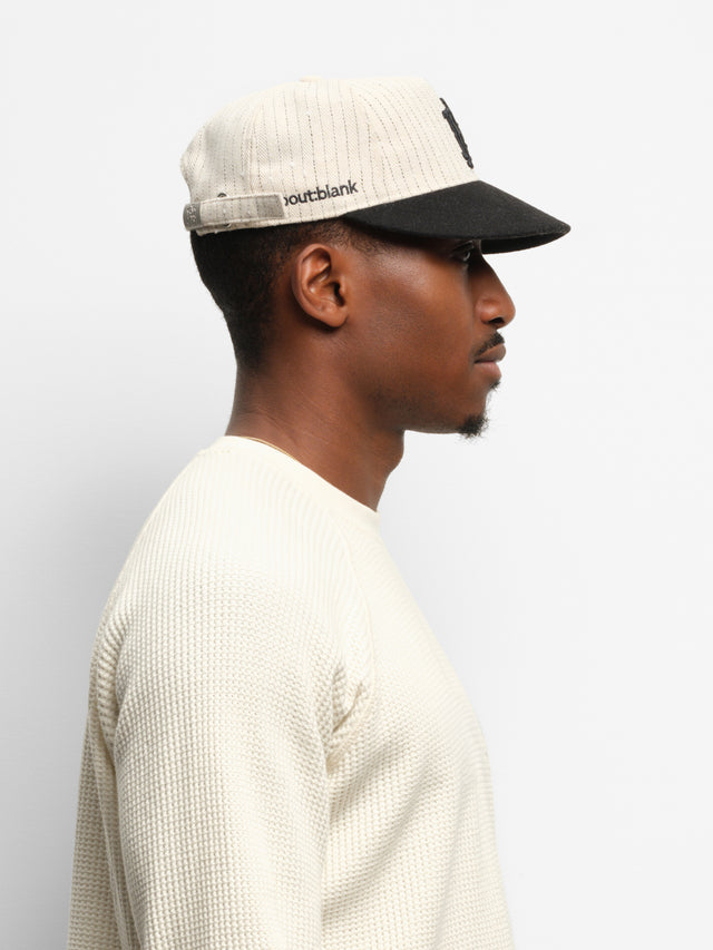 monogram pinstripe cap beige/black
