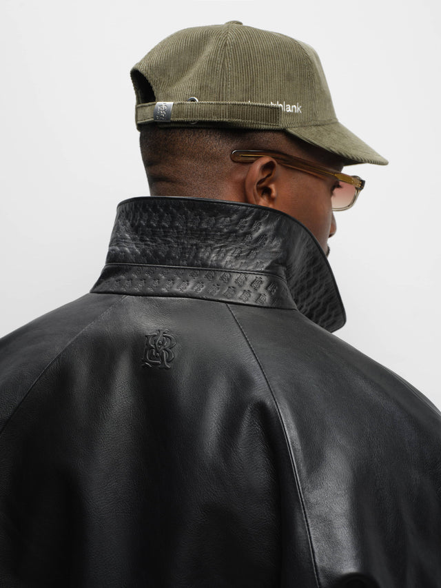 leather bomber jacket black