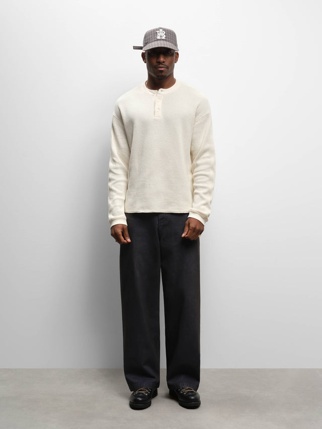 henley long sleeve waffle oat