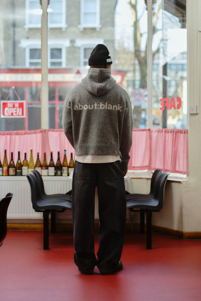 mohair knitted logo hoodie charcoal/ecru