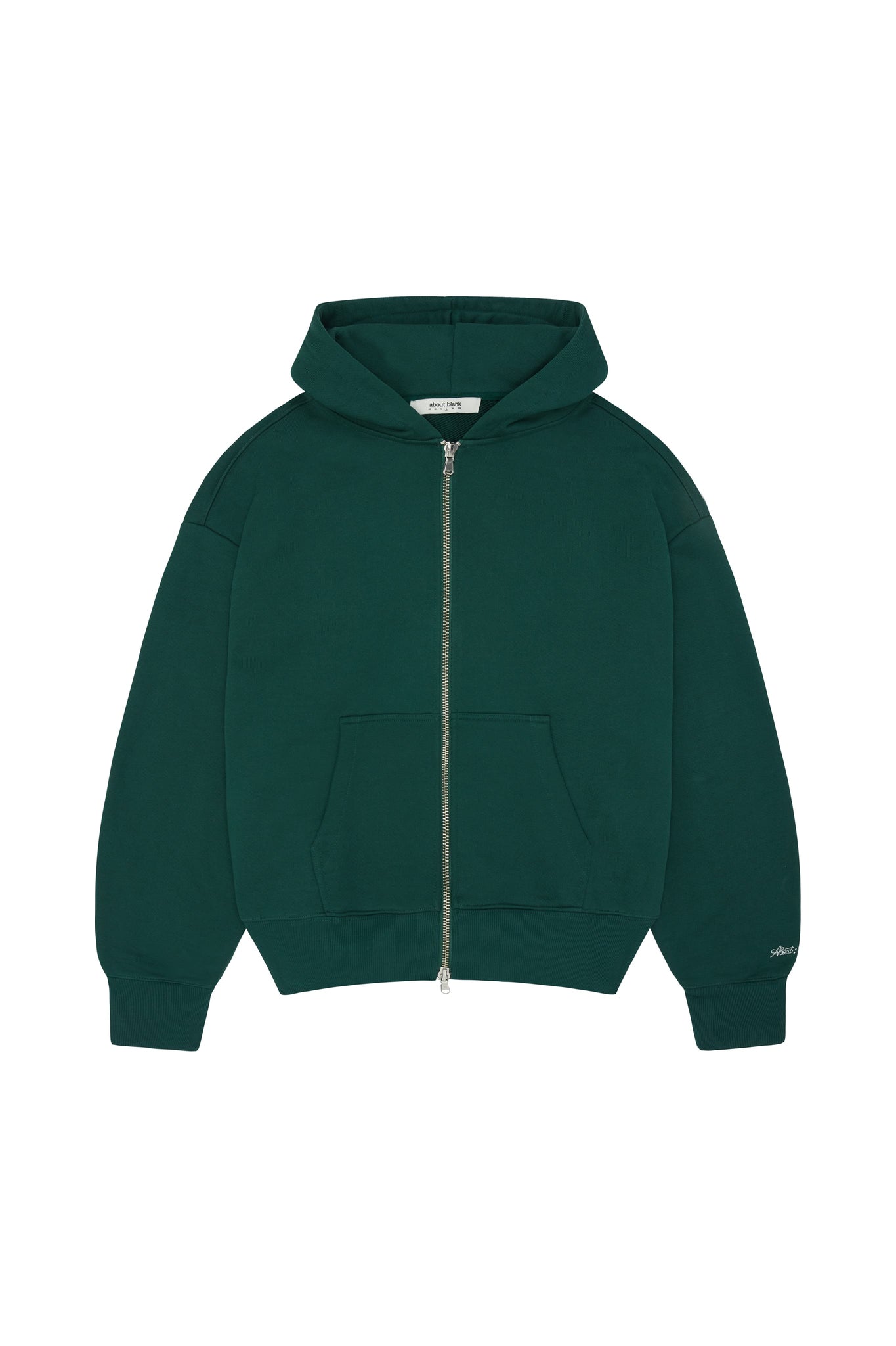 chain stitch double zip hoodie epsom green/ecru