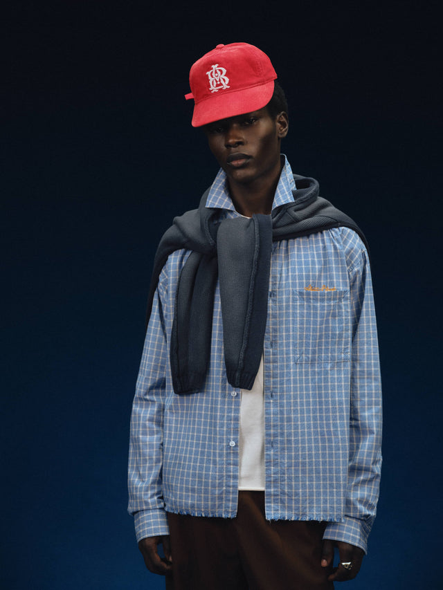 casper raw hem shirt blue
