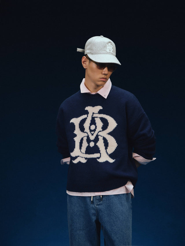 varsity knit crew navy