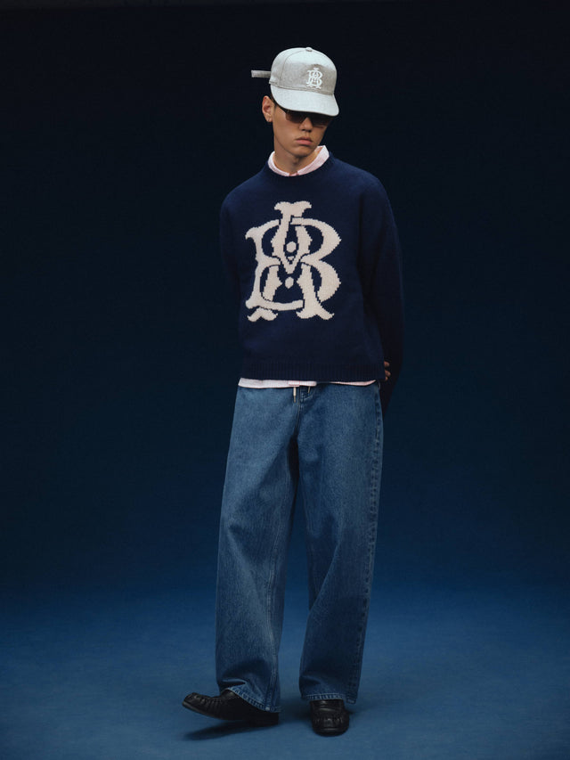 varsity knit crew navy