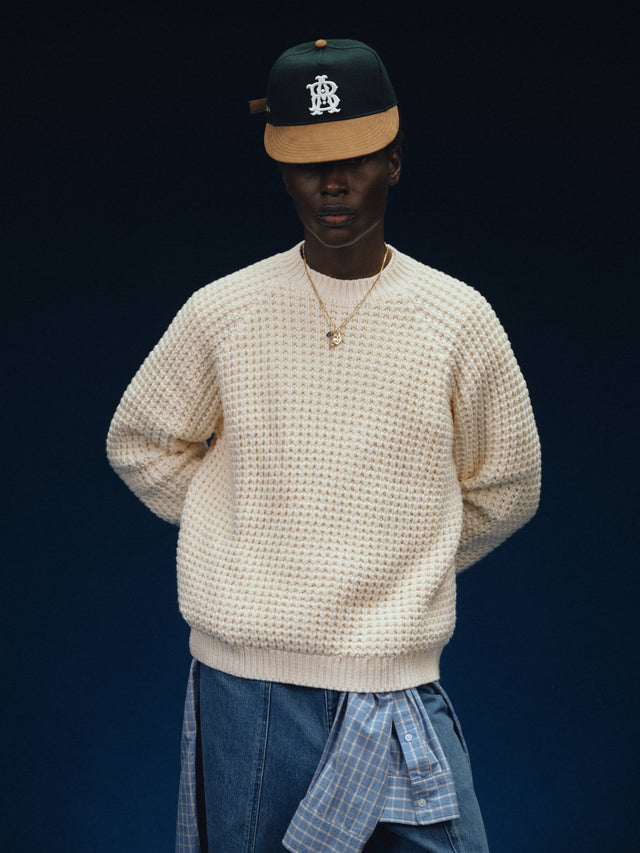 moss stitch crew ecru