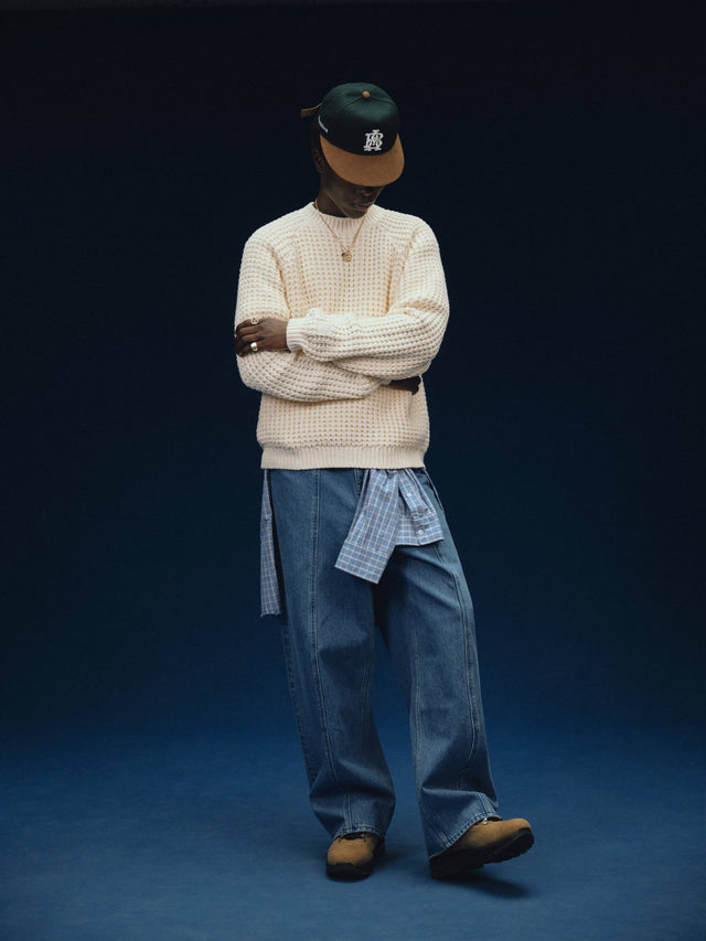 moss stitch crew ecru