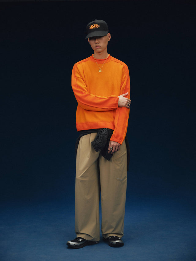 spray dye knit crew orange