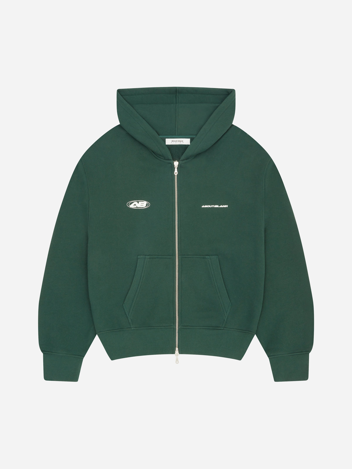 dual logo oblique zip hoodie epsom green