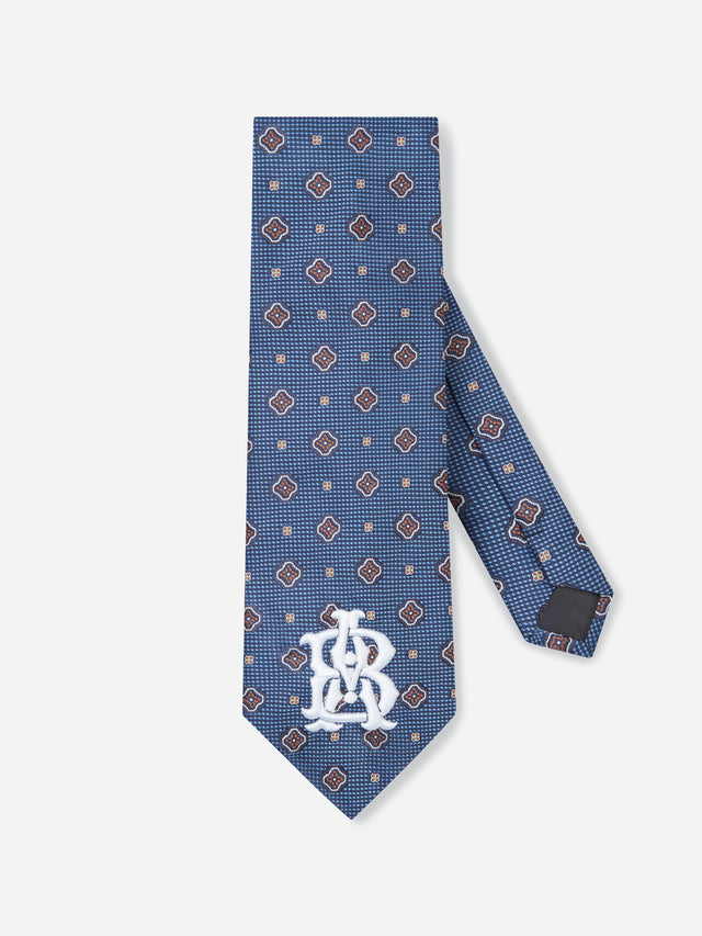 monogram tie blue