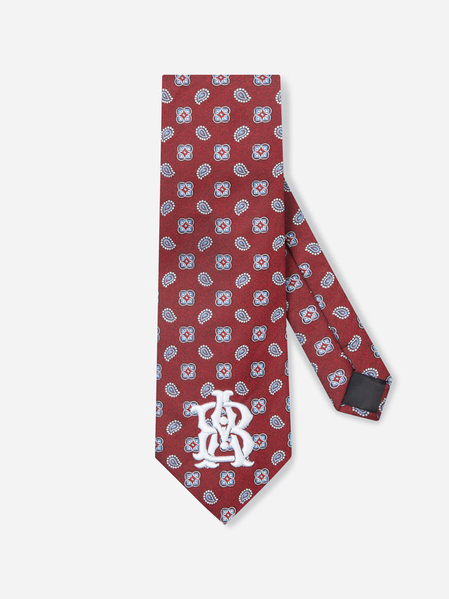monogram tie red paisley