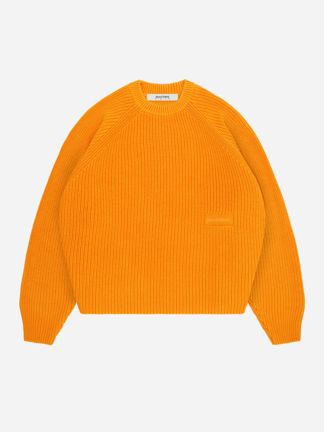 rib knit crew washed orange
