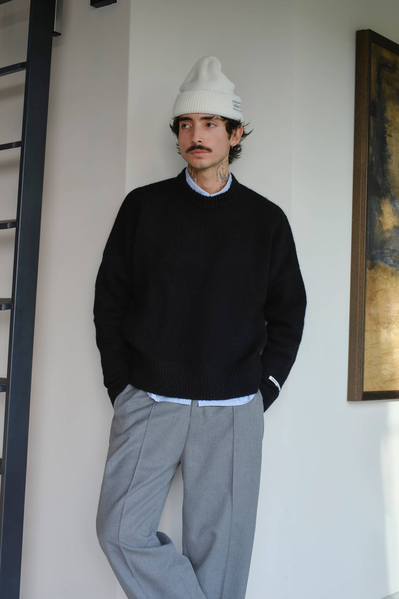 mohair crew neck black