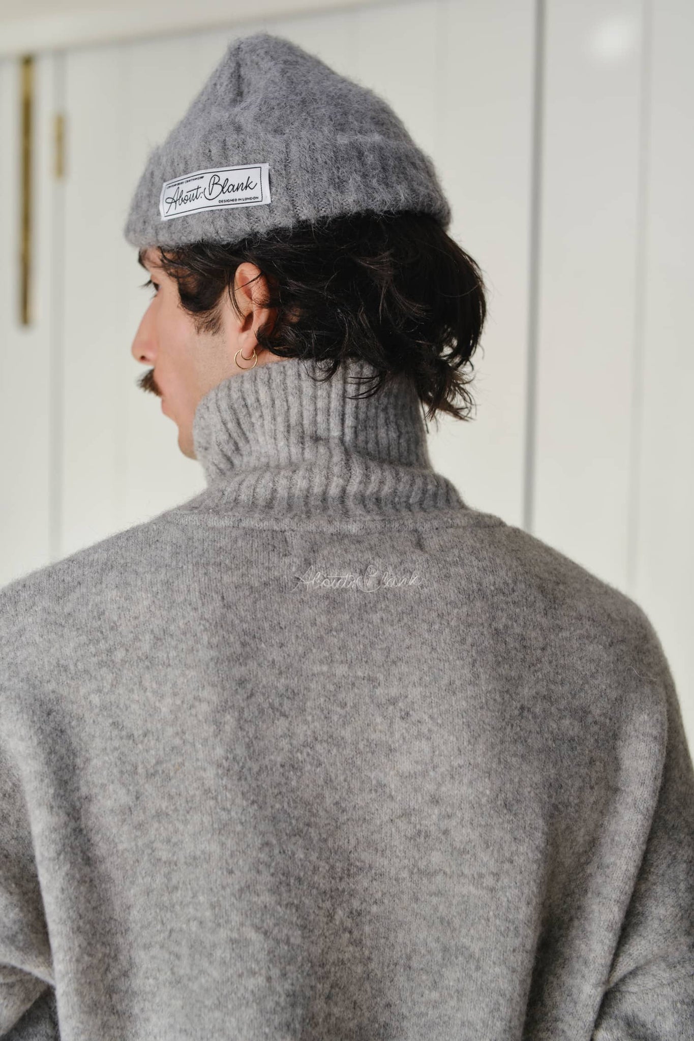 brushed alpaca beanie grey