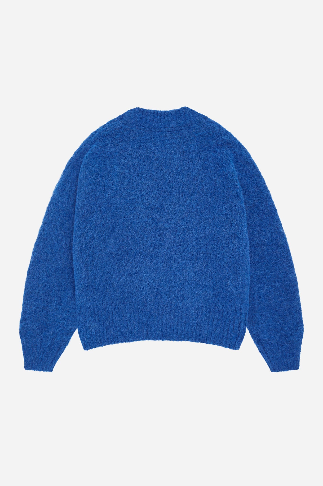 brushed alpaca v-neck jumper cerulean blue