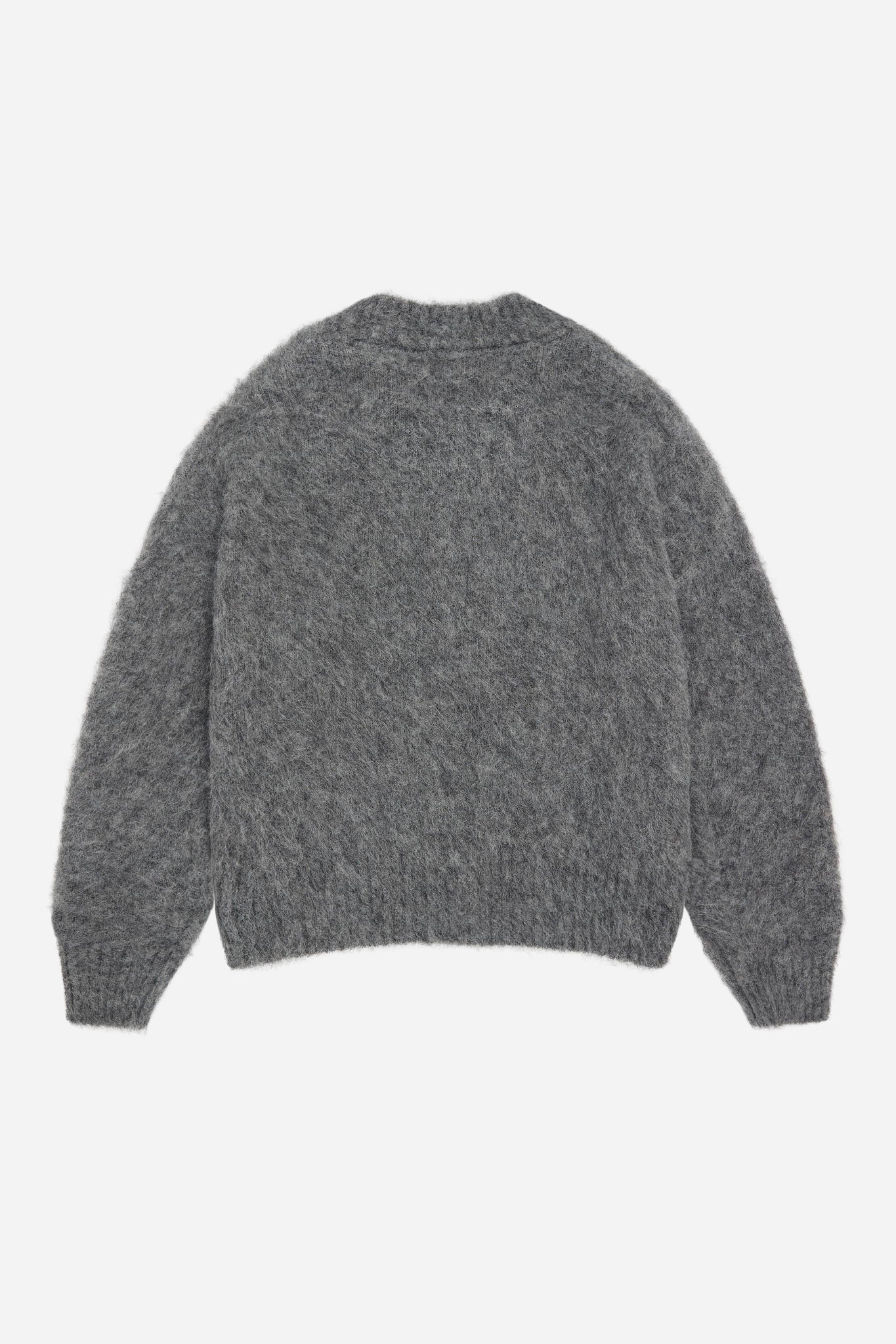 brushed alpaca v-neck jumper grey