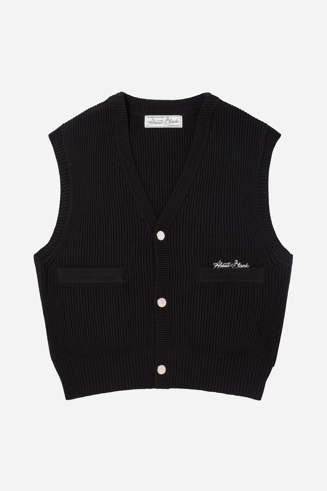 button knitted vest black