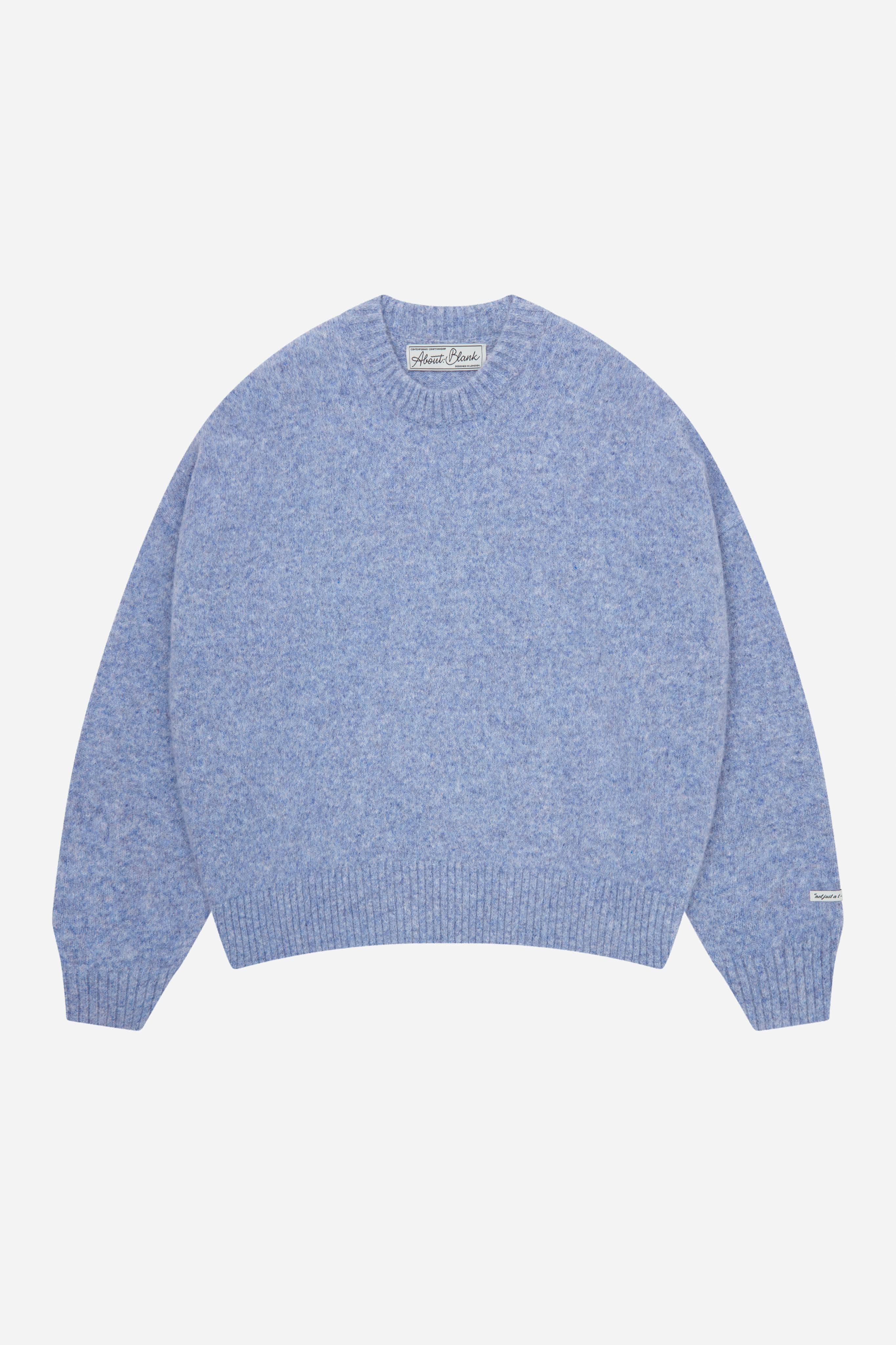 about:blank | mohair knitted crewneck blue/ecru