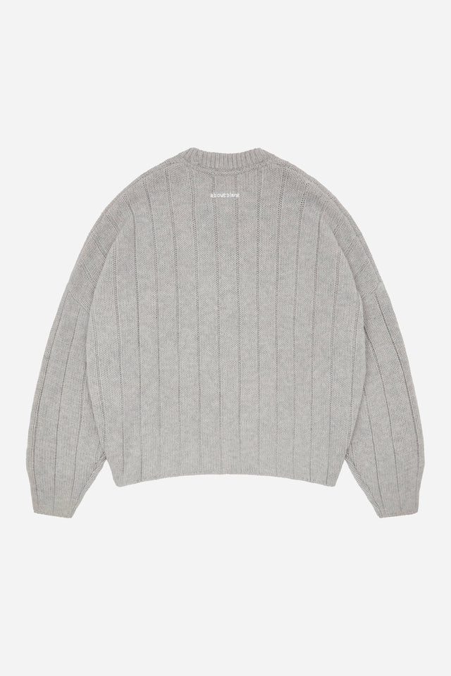 large rib knit crew grey