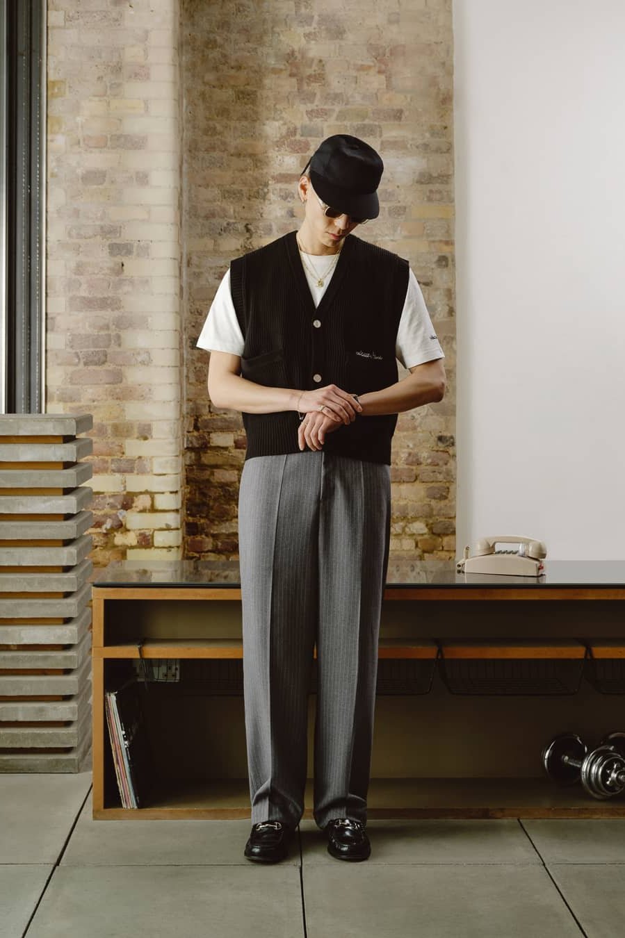 pinstripe everyday trouser grey/white