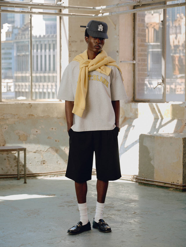 college t-shirt grey marl/yellow