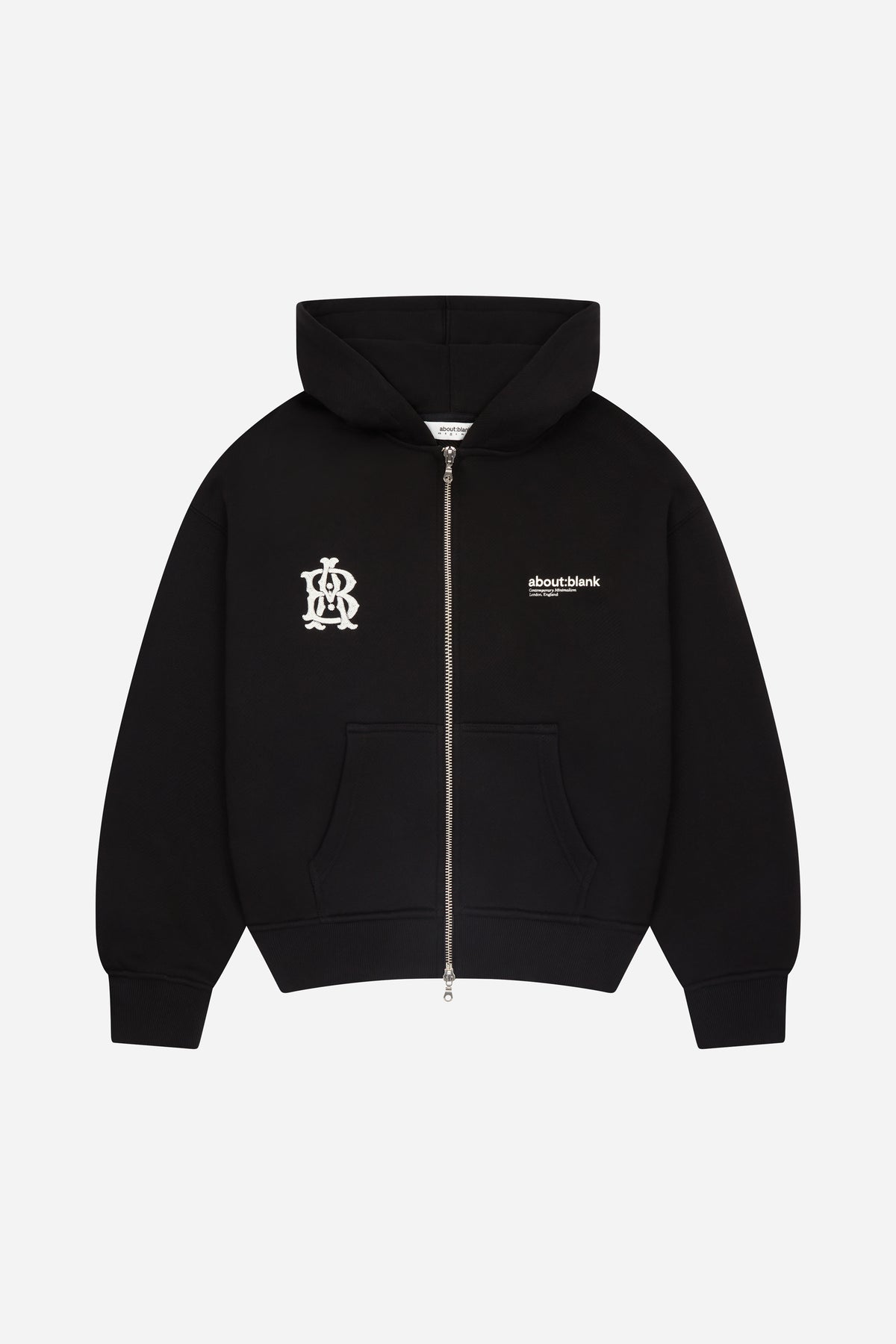 dual logo zip hoodie black ecru