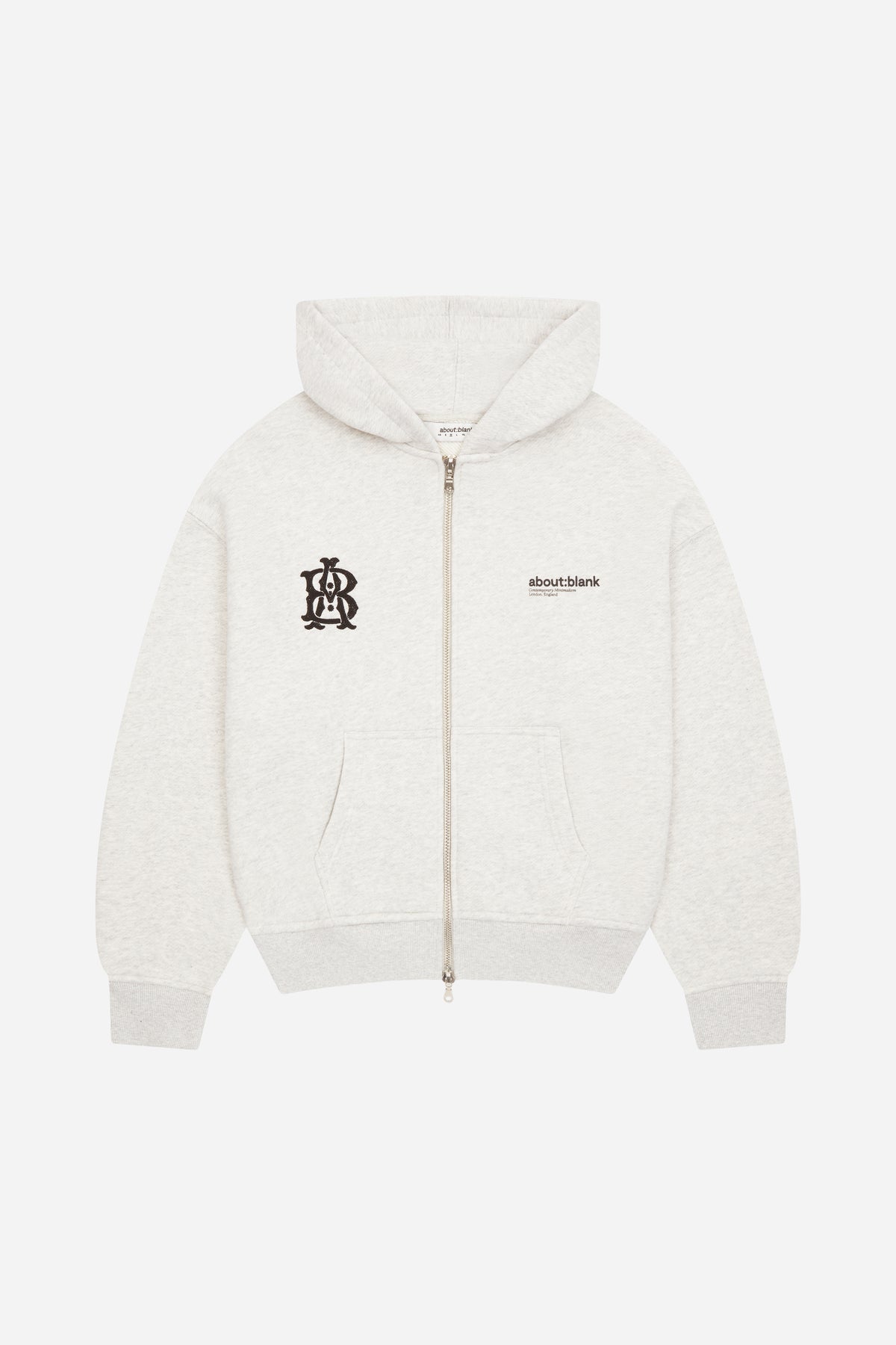 dual logo zip hoodie marl black