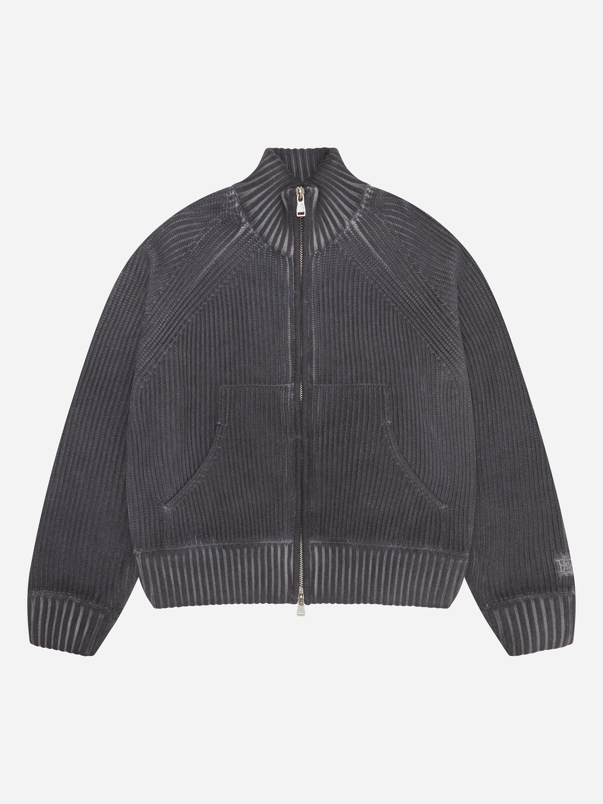 rib zip cardigan washed turbulence