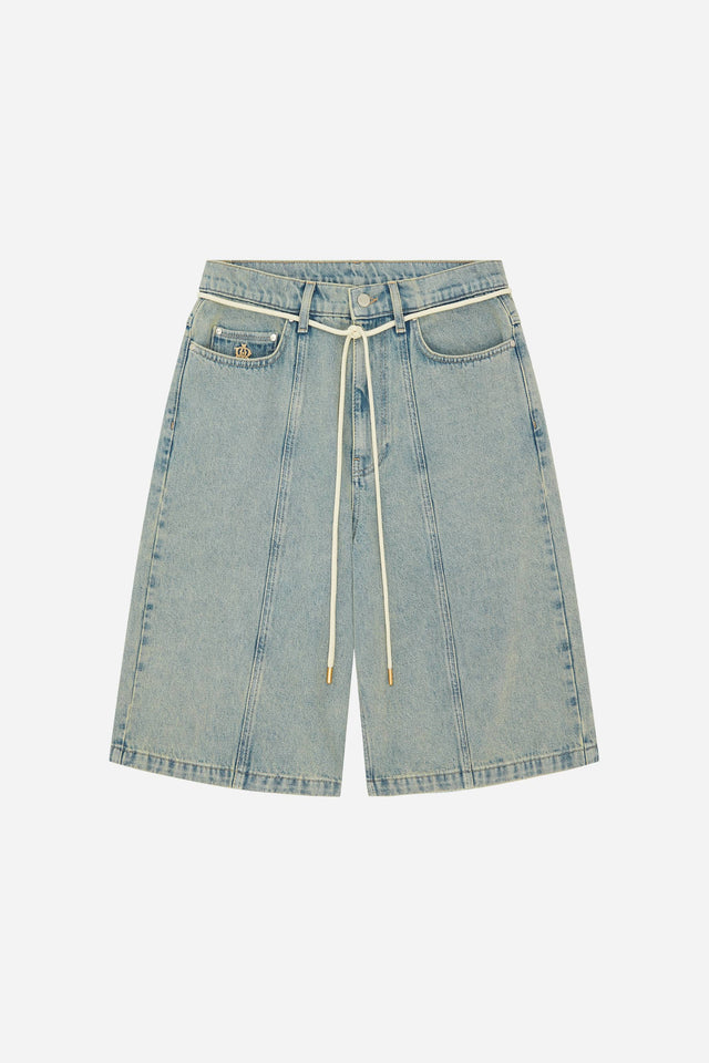 felled denim short murky wash