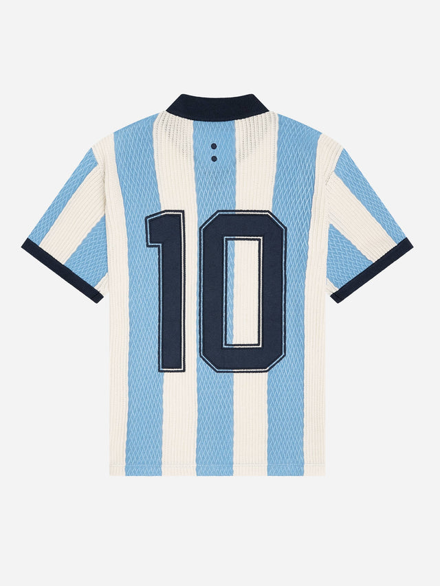 knitted football shirt blue/white