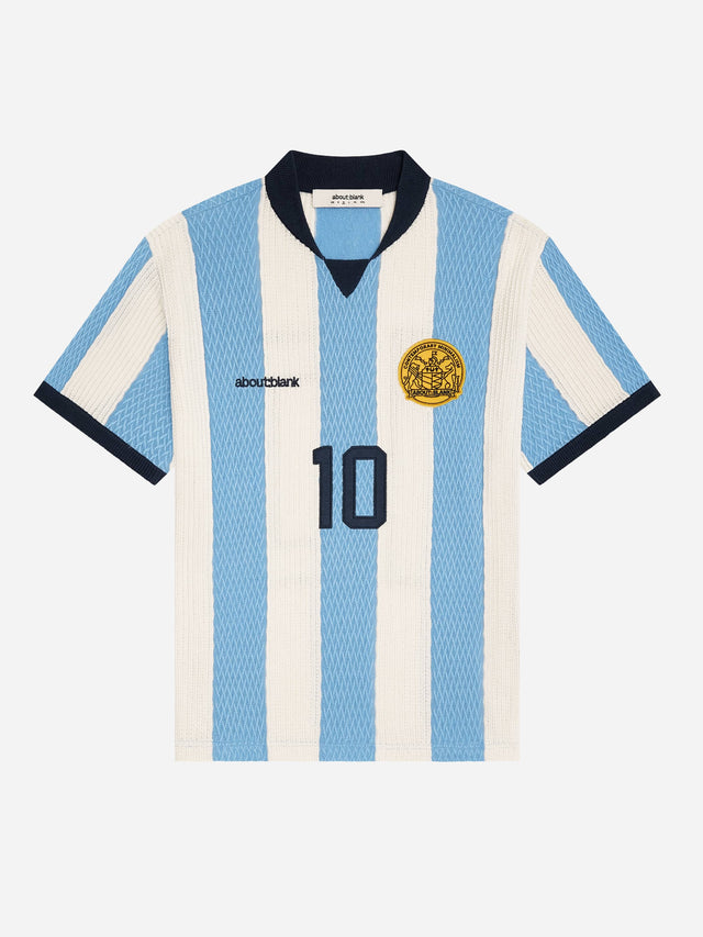 knitted football shirt blue/white