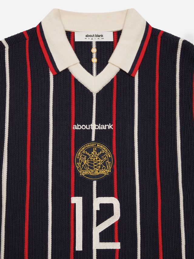knitted football shirt navy/red/white
