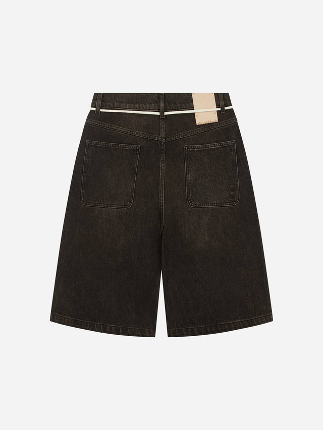 felled denim short antique black