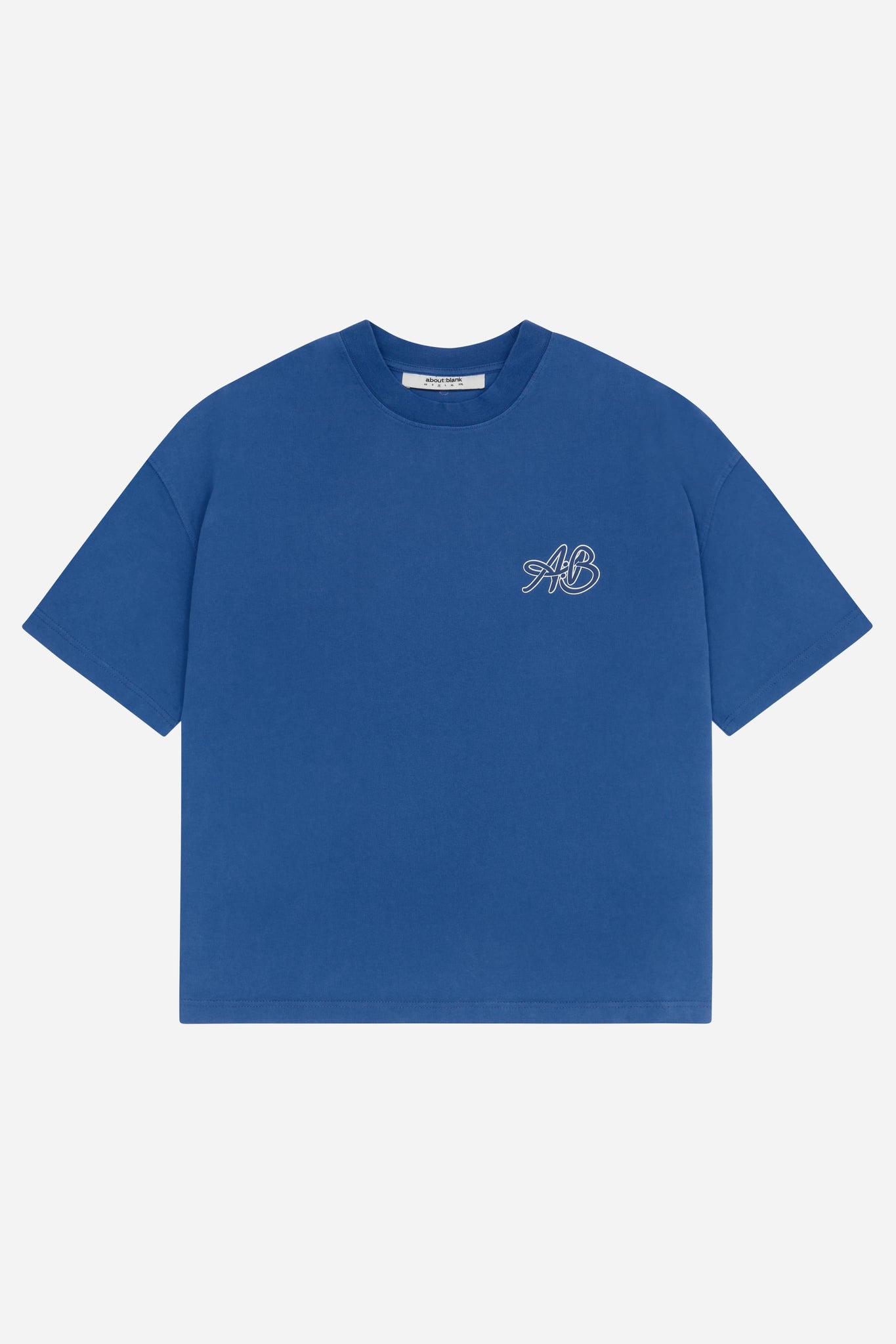 initial mock neck t-shirt estate blue/white