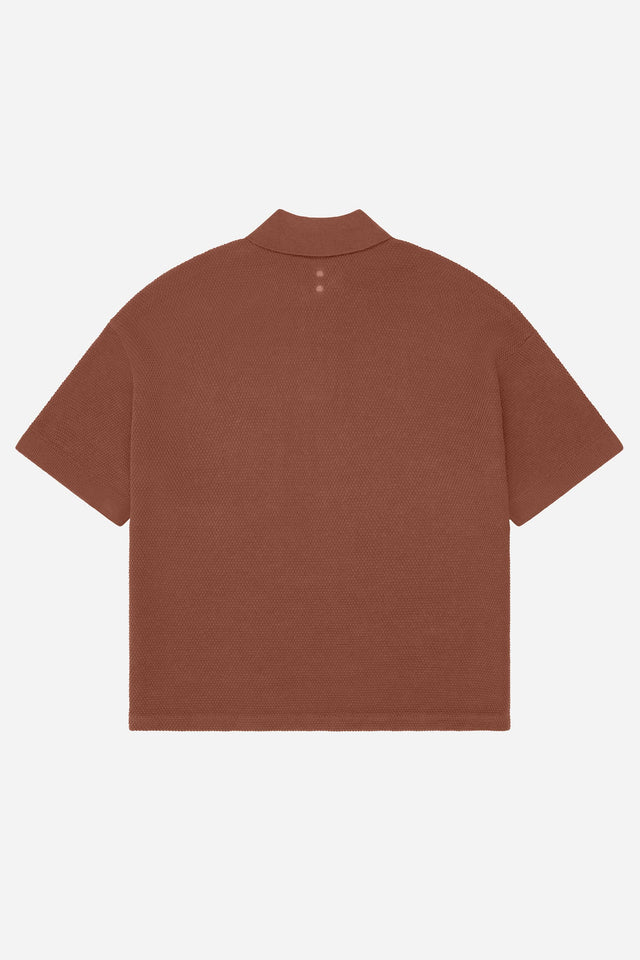 pique knitted polo brown