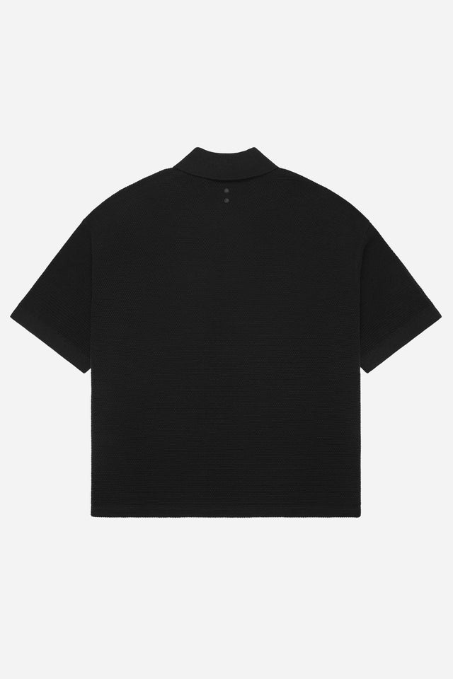 pique knitted polo black/ecru