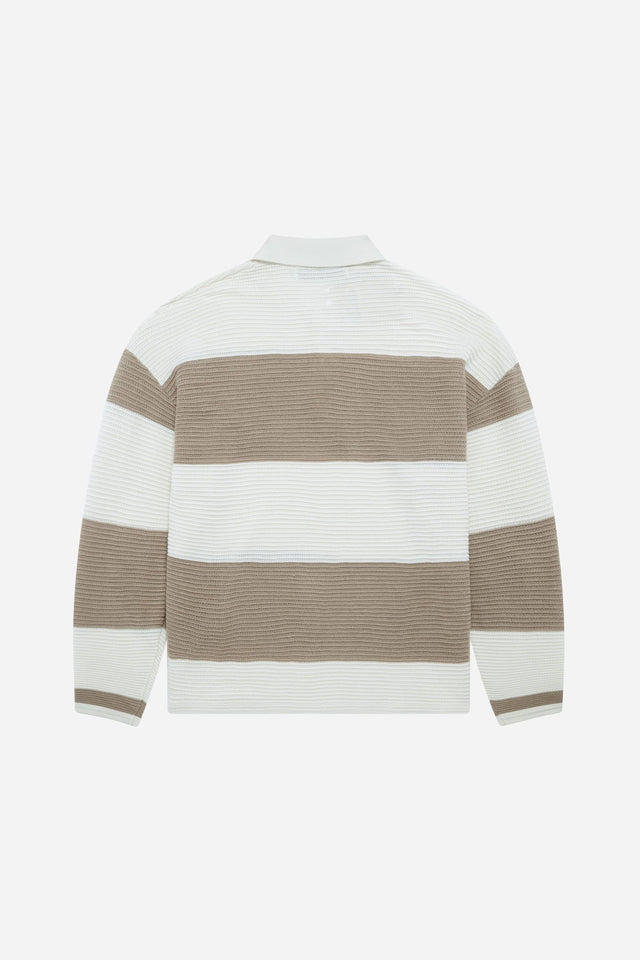 knitted striped rugby shirt oat/boulder