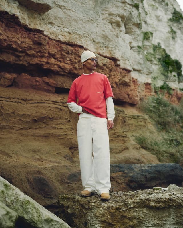 box t-shirt washed red/ecru