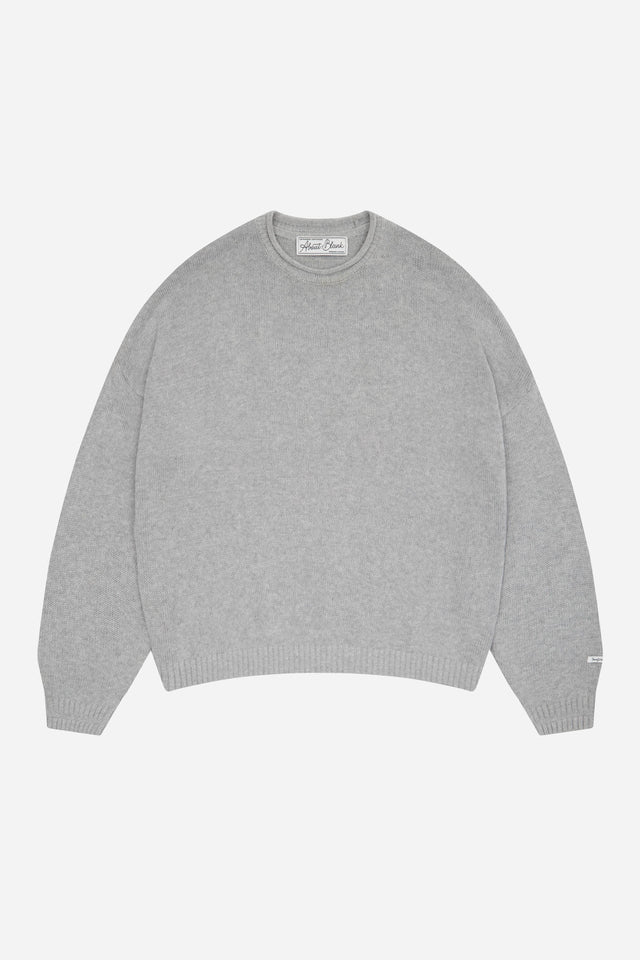 loose knit rolled crewneck grey
