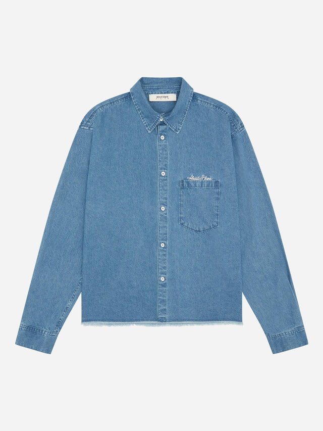 denim script shirt blue wash