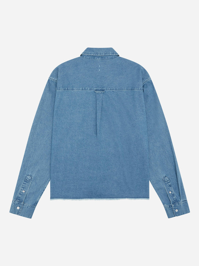 denim script shirt blue wash