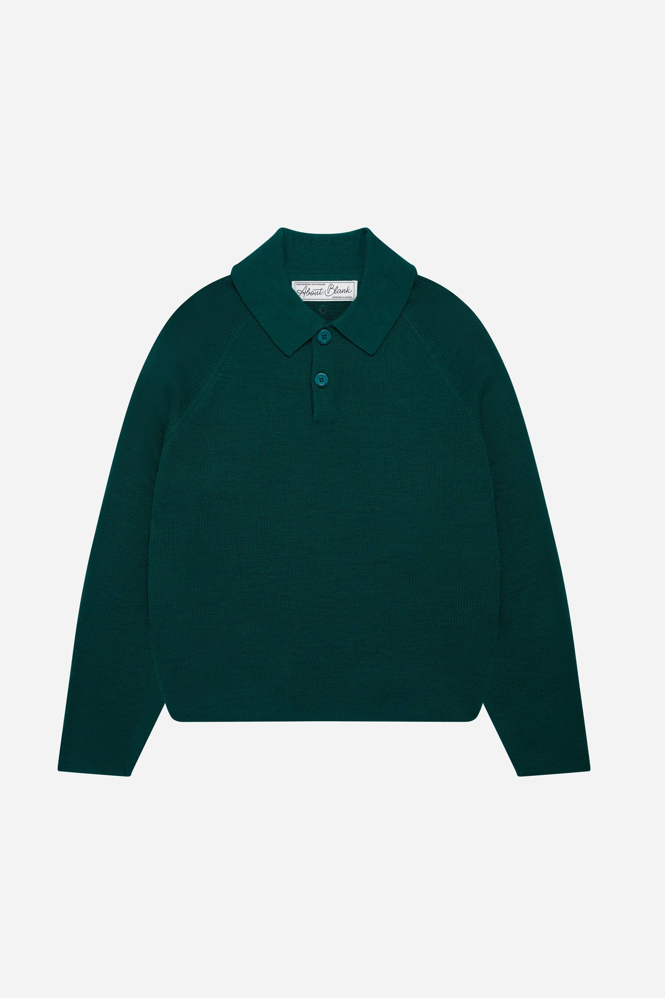 long sleeve knitted polo epsom green