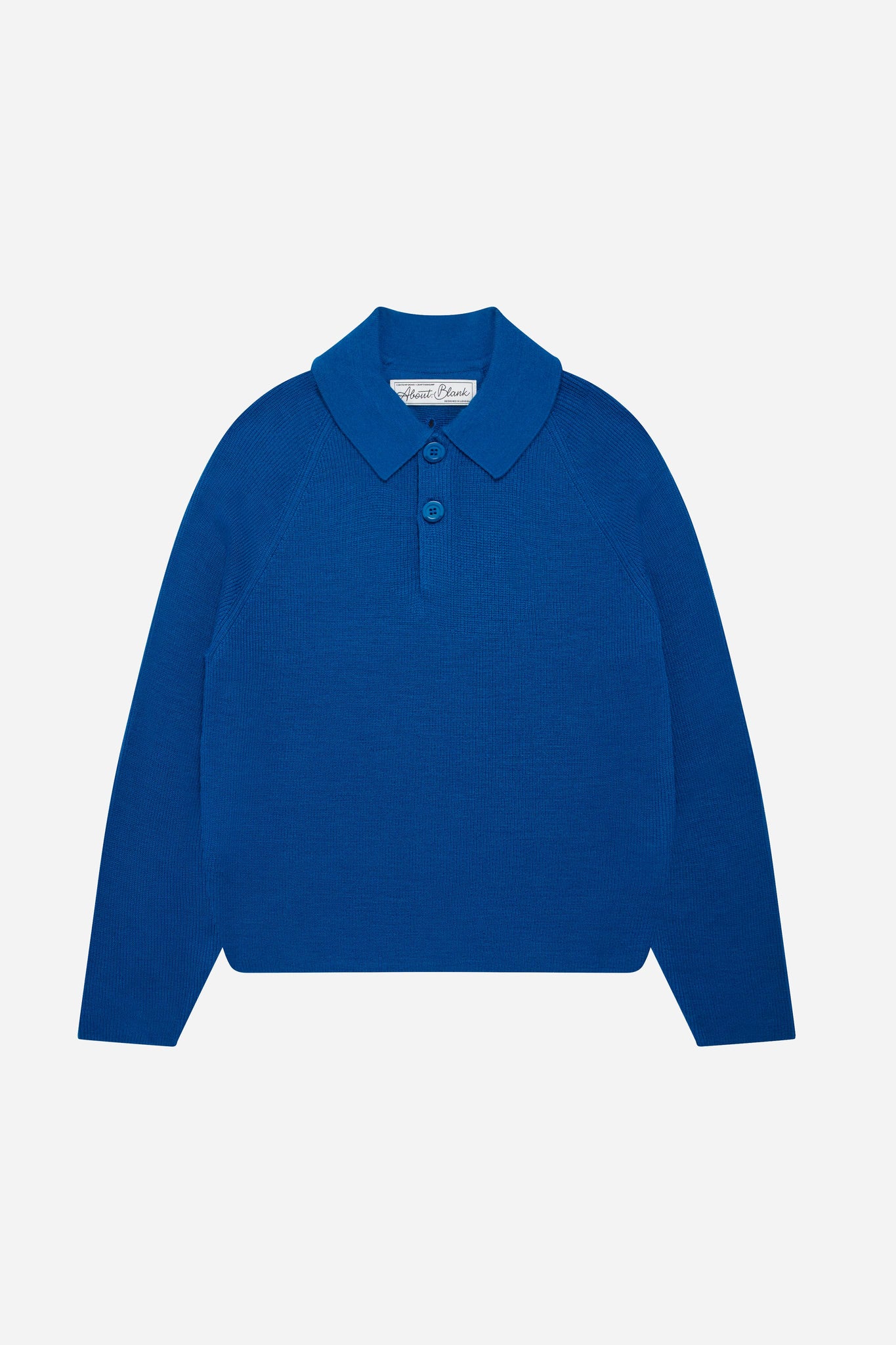 long sleeve knitted polo estate blue