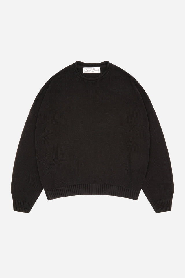 loose knit rolled crewneck black